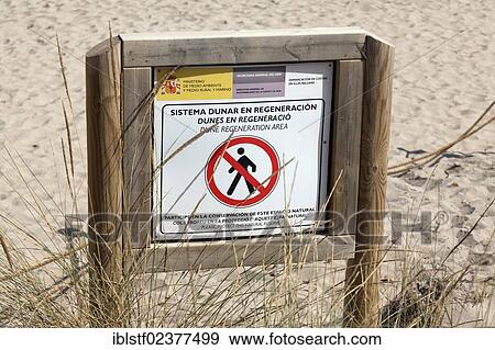 "Sign, no trespassing, to protect the dunes, protection of nature, Cala d'Algaiarens, northern Menorca, Balearic Islands, Spain, Southern Europe, Europe" View Large Photo Image Stock Photo - "Sign, no trespassing, to protect the dunes, protection of nature, Cala d'Algaiarens, northern Menorca, Balearic Islands, Spain, Southern Europe, Europe". Fotosearch