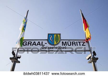 Stock Photo - "Sign on the pier, Graal-Mueritz, Mecklenburg-Vorpommern, Germany, Europe". Fotosearch
