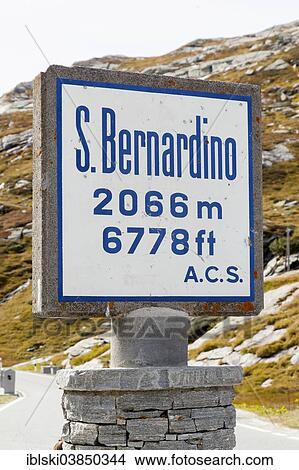 "Sign on the San Bernardino pass, Mt San Bernardino, Graubunden, Switzerland, Europe" View Large Photo Image Picture - "Sign on the San Bernardino pass, Mt San Bernardino, Graubunden, Switzerland, Europe". Fotosearch