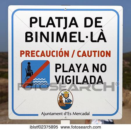 "Sign on the untouched Beach of Binimel-la, northern Menorca, Balearic Islands, Spain, Southern Europe, Europe" View Large Photo Image Stock Photography - "Sign on the untouched Beach of Binimel-la, northern Menorca, Balearic Islands, Spain, Southern Europe, Europe". Fotosearch