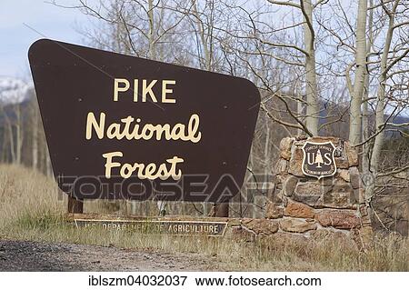 "Sign """"Pike National Forest"""" at Kenosha pass, U. S. Route 285, Colorado, United States, North America" View Large Photo Image Stock Photo - "Sign """"Pike National Forest"""" at Kenosha pass, U. S. Route 285, Colorado, United States, North America". Fotosearch