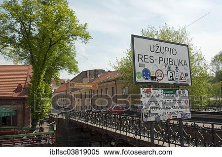 "Sign """"State Border of the Republic of Uzupis"""", Uzupis artists' quarter, Vilnius, Lithuania, Baltic States, Europe" View Large Photo Image Stock Photography - "Sign """"State Border of the Republic of Uzupis"""", Uzupis artists' quarter, Vilnius, Lithuania, Baltic States, Europe". Fotosearch