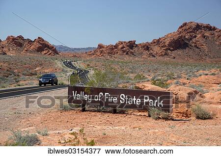 "Sign """"Valley of Fire State Park"""", with its characteristic red sandstone formations, Valley of Fire State Park, Overton, Nevada, United States, North America" View Large Photo Image Stock Photo - "Sign """"Valley of Fire State Park"""", with its characteristic red sandstone formations, Valley of Fire State Park, Overton, Nevada, United States, North America". Fotosearch
