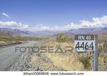 "Sign with the road name on the Ruta Nacional 40, Ruta 40 or RN40 with kilometer marker, near Salta, Argentina, South America" View Large Photo Image Stock Photo - "Sign with the road name on the Ruta Nacional 40, Ruta 40 or RN40 with kilometer marker, near Salta, Argentina, South America". Fotosearch