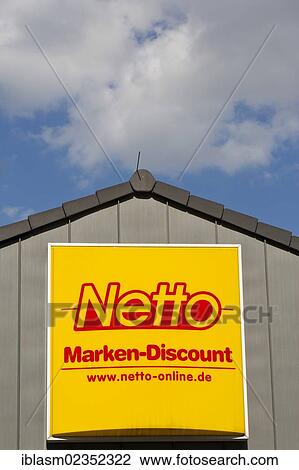 Stock Image - Signage with the logo of Netto Marken-Discount supermarket. Fotosearch