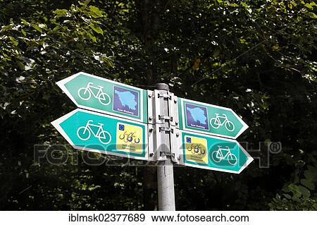 "Signpost for cyclist, on the Saar river, Mettlach lock, Saarland, Germany, Europe" View Large Photo Image Stock Photo - "Signpost for cyclist, on the Saar river, Mettlach lock, Saarland, Germany, Europe". Fotosearch
