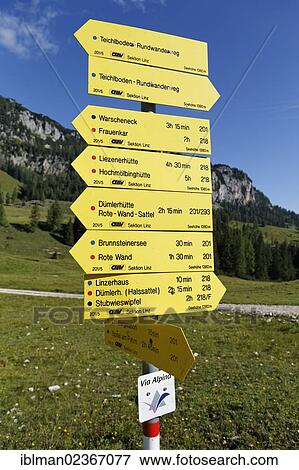"Signpost for hikers, Wurzeralm alp, Spital am Pyhrn, Pyhrn-Priel, Traunviertel region, Upper Austria, Austria, Europe" View Large Photo Image Stock Photo - "Signpost for hikers, Wurzeralm alp, Spital am Pyhrn, Pyhrn-Priel, Traunviertel region, Upper Austria, Austria, Europe". Fotosearch
