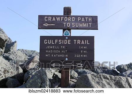 Signpost, Gulfside Trail, Appalachian Trail at the summit of Mount Washington, New Hampshire, USA View Large Photo Image Stock Image - Signpost, Gulfside Trail, Appalachian Trail at the summit of Mount Washington, New Hampshire, USA. Fotosearch