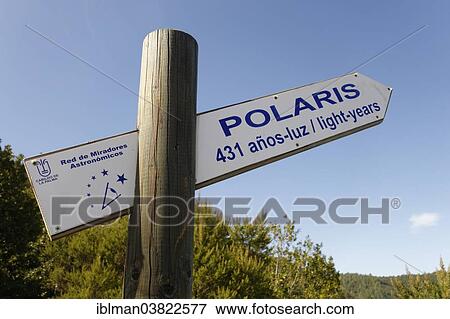 "Signpost pointing to the Pole Star, astronomical viewpoint Brena Alta, La Palma, Canary Islands, Spain, Europe" View Large Photo Image Stock Photo - "Signpost pointing to the Pole Star, astronomical viewpoint Brena Alta, La Palma, Canary Islands, Spain, Europe". Fotosearch