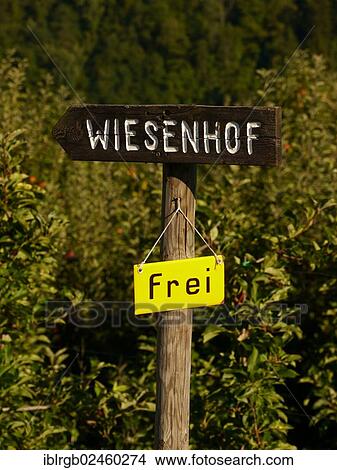 "Signpost """"Wiesenhof"""" and """"frei"""", German for """"free"""", signs on a pole, in Rifano, South Tyrol, Italy, Europe" View Large Photo Image Picture - "Signpost """"Wiesenhof"""" and """"frei"""", German for """"free"""", signs on a pole, in Rifano, South Tyrol, Italy, Europe". Fotosearch