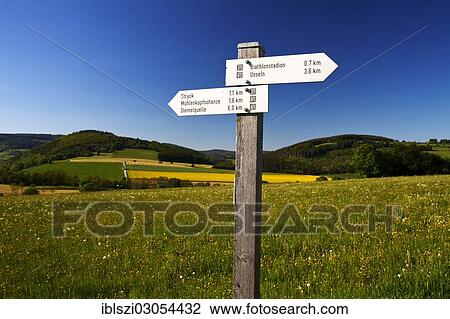 "Signposts in a spring landscape, Willingen, Sauerland, North Rhine-Westphalia, Germany, Europe" View Large Photo Image Stock Image - "Signposts in a spring landscape, Willingen, Sauerland, North Rhine-Westphalia, Germany, Europe". Fotosearch
