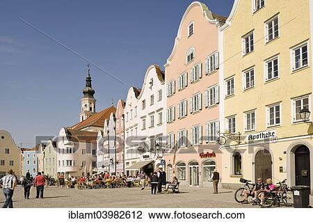 Stock Image - "Silberzeile, Upper town square, historic centre of the old baroque town, behind the parish church, Scharding, Upper Austria, Austria, Europe". Fotosearch