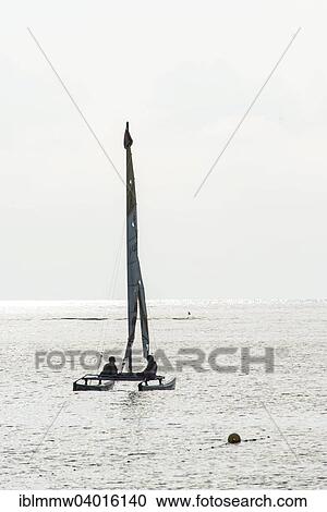 Stock Image - "Silhouette, catamaran, Sestri Levante, Liguria, Italy, Europe". Fotosearch