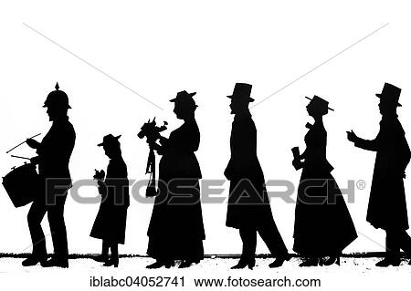 Stock Image - "Silhouettes of rural figures around 1900, Bavaria, Germany, Europe". Fotosearch