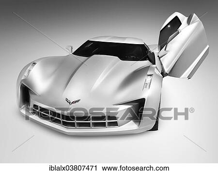 Silver Chevrolet Corvette Stingray A Concept Sports Car With
