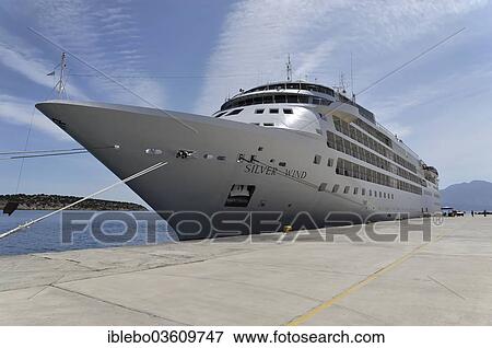 Stock Photo - "Silver Wind, cruise ship, built in 1995, length 155. 75m, 296 passengers, Agios Nikolaos, Crete, Greece, Europe". Fotosearch