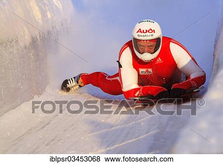 "Skeleton tobogganist in Innsbruck bobsleigh track, Bobbahn Igls, Innsbruck, Tyrol, Austria, Europe" View Large Photo Image Stock Photo - "Skeleton tobogganist in Innsbruck bobsleigh track, Bobbahn Igls, Innsbruck, Tyrol, Austria, Europe". Fotosearch