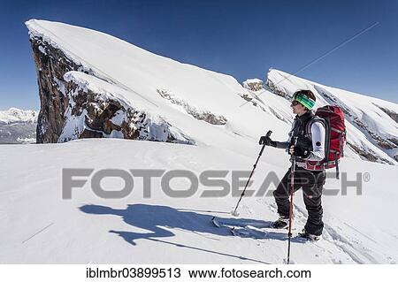 "Ski tourer climbing Kleiner Seekofel mountain, Fanes-Sennes-Prags Nature Park, the summit of Seekofel mountain at the back, Kleiner Seekofel mountain on the left, St. Vigil, Puster Valley, Dolomites, Province of South Tyrol, Italy, Europe" View Large Photo Image Stock Image - "Ski tourer climbing Kleiner Seekofel mountain, Fanes-Sennes-Prags Nature Park, the summit of Seekofel mountain at the back, Kleiner Seekofel mountain on the left, St. Vigil, Puster Valley, Dolomites, Province of South Tyrol, Italy, Europe". Fotosearch