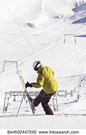 Stock Image - "Skier in the ski resort of Zugspitze Mountain, Bavaria, Germany, Europe". Fotosearch
