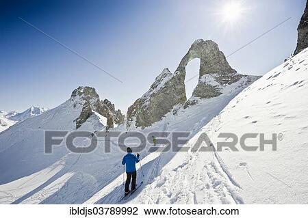 "Skiers and snow-covered mountains, Aiguille Percee, Tignes, Val-d’Isere, Departement Savoie, Alps, France, Europe" View Large Photo Image Stock Image - "Skiers and snow-covered mountains, Aiguille Percee, Tignes, Val-d’Isere, Departement Savoie, Alps, France, Europe". Fotosearch