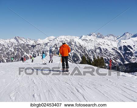 Stock Photo - "Skiers Fellhorn, Oberstdorf, Allgaeu, Bavaria, Germany, Europe". Fotosearch