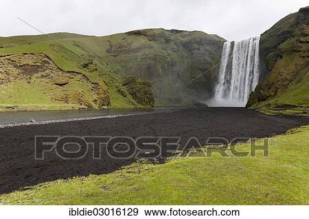 "Skogafoss waterfall, Sud-Island, Iceland, Europe" View Large Photo Image Stock Photo - "Skogafoss waterfall, Sud-Island, Iceland, Europe". Fotosearch