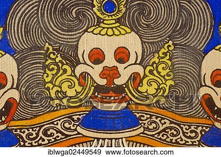 "Skull with crown of Yama, Lord of Death, representation on a thangka, scroll painting of Tantric Buddhism, meditation, mandala" View Large Photo Image Stock Photo - "Skull with crown of Yama, Lord of Death, representation on a thangka, scroll painting of Tantric Buddhism, meditation, mandala". Fotosearch