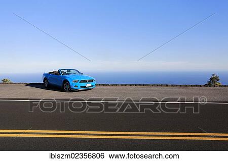"Sky-blue Ford Mustang convertible by the sea, Big Island, Hawaii, USA" View Large Photo Image Stock Photograph - "Sky-blue Ford Mustang convertible by the sea, Big Island, Hawaii, USA". Fotosearch