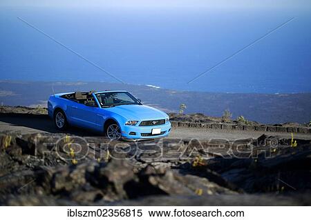 "Sky-blue Ford Mustang convertible by the sea, Big Island, Hawaii, USA" View Large Photo Image Stock Photography - "Sky-blue Ford Mustang convertible by the sea, Big Island, Hawaii, USA". Fotosearch