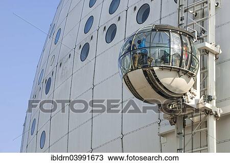 "Sky View cabin on the dome of the event arena Ericsson Globe, the largest spherical building, Johanneshov, Stockholm, Stockholm County, Sweden, Europe" View Large Photo Image Stock Image - "Sky View cabin on the dome of the event arena Ericsson Globe, the largest spherical building, Johanneshov, Stockholm, Stockholm County, Sweden, Europe". Fotosearch