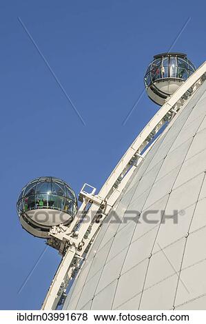 Stock Photo - "Sky View view cabins on the dome of the event arena Ericsson Globe, the largest spherical building, Johanneshov, Stockholm, Stockholm County, Sweden, Europe". Fotosearch