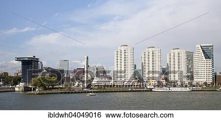 Stock Photograph - "Skyline at Boompjes Kai, Nieuwe Maas river, Rotterdam, Holland, The Netherlands, Europe". Fotosearch