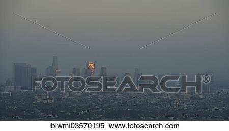 Stock Photography - "Skyline at dusk, Financial District, Los Angeles, California, United States, North America". Fotosearch