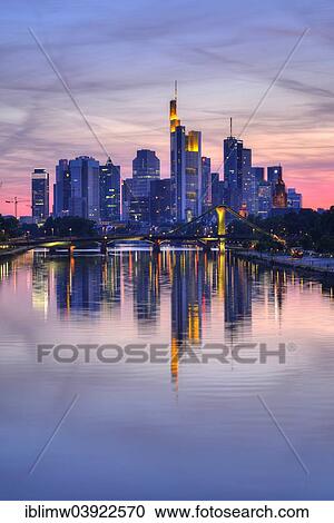 "Skyline at dusk, TaunusTurm, Tower 185, Commerzbank, Messeturm, ECB, European Central Bank, Helaba, Landesbank Hessen, Deutsche Bank, Frankfurt Cathedral, Flosserbrucke bridge, Frankfurt am Main, Hesse, Germany, Europe" View Large Photo Image Stock Image - "Skyline at dusk, TaunusTurm, Tower 185, Commerzbank, Messeturm, ECB, European Central Bank, Helaba, Landesbank Hessen, Deutsche Bank, Frankfurt Cathedral, Flosserbrucke bridge, Frankfurt am Main, Hesse, Germany, Europe". Fotosearch