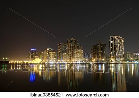 "Skyline at night, Sharjah, Emirate of Sharjah, United Arab Emirates, Asia" View Large Photo Image Stock Image - "Skyline at night, Sharjah, Emirate of Sharjah, United Arab Emirates, Asia". Fotosearch