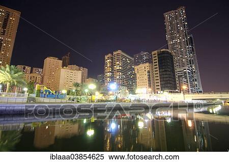 "Skyline at night, Sharjah, Emirate of Sharjah, United Arab Emirates, Asia" View Large Photo Image Stock Photography - "Skyline at night, Sharjah, Emirate of Sharjah, United Arab Emirates, Asia". Fotosearch