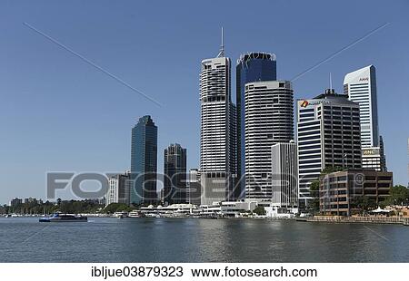 Stock Image - "Skyline, Brisbane River, Brisbane, Queensland, Australia, Oceania". Fotosearch