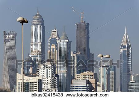 Skyline, Dubai Marina district, Dubai, United Arab Emirates, Middle East, Asia View Large Photo Image Stock Photo - Skyline, Dubai Marina district, Dubai, United Arab Emirates, Middle East, Asia. Fotosearch