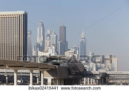 Skyline, Dubai Marina district, Jumeirah Lake Towers Metro Station, Dubai, United Arab Emirates, Middle East, Asia View Large Photo Image Stock Image - Skyline, Dubai Marina district, Jumeirah Lake Towers Metro Station, Dubai, United Arab Emirates, Middle East, Asia. Fotosearch