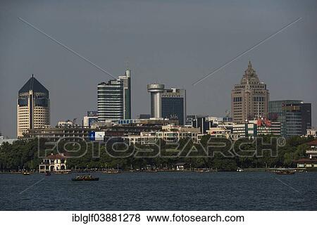 "Skyline from West Lake, Hangzhou, Zhejiang Province, China, Asia" View Large Photo Image Stock Photo - "Skyline from West Lake, Hangzhou, Zhejiang Province, China, Asia". Fotosearch