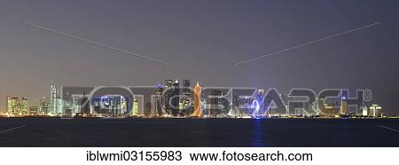 "Skyline of Doha at night, Doha, Doha, Qatar, Asia" View Large Photo Image Stock Image - "Skyline of Doha at night, Doha, Doha, Qatar, Asia". Fotosearch