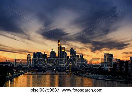 "Skyline of Frankfurt with the Main River at dusk, Frankfurt am Main, Hesse, Germany, Europe" View Large Photo Image Stock Photo - "Skyline of Frankfurt with the Main River at dusk, Frankfurt am Main, Hesse, Germany, Europe". Fotosearch