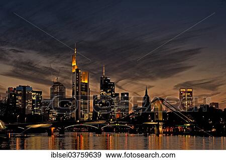 "Skyline of Frankfurt with the Main River at dusk, Frankfurt am Main, Hesse, Germany, Europe" View Large Photo Image Stock Photo - "Skyline of Frankfurt with the Main River at dusk, Frankfurt am Main, Hesse, Germany, Europe". Fotosearch