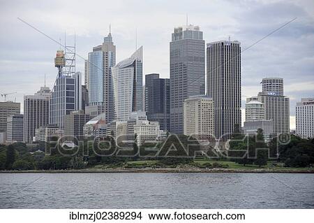 Picture - "Skyline of the city centre, high-rise office buildings in the Central Business District, CBD, Sydney Harbour, Sydney City, Sydney, New South Wales, NSW, Australia, Oceania". Fotosearch
