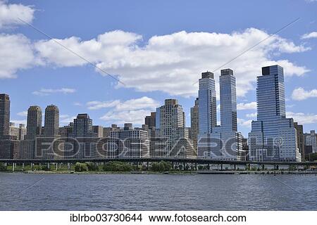 Picture - "Skyline of the Upper West Side with Riverside Park and Henry Hudson Parkway, Manhattan, New York City, New York, United States, North America". Fotosearch