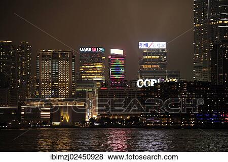 "Skyline of Tsim Sha Tsui at night, Kowloon, Victoria Harbour, Hong Kong, China, Asia" View Large Photo Image Stock Photo - "Skyline of Tsim Sha Tsui at night, Kowloon, Victoria Harbour, Hong Kong, China, Asia". Fotosearch