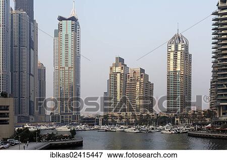 Skyscrapers, Dubai Marina district, Dubai, United Arab Emirates, Middle East, Asia View Large Photo Image Stock Photo - Skyscrapers, Dubai Marina district, Dubai, United Arab Emirates, Middle East, Asia. Fotosearch