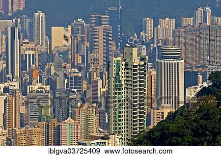 Stock Photo - "Skyscrapers, sea of houses, Central District, Hong Kong, Hong Kong Island, Hong kong, China, People's Republic of China, Asia". Fotosearch