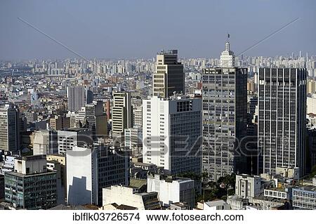 Picture - "Skyscrapers, sea of houses, Sao Paulo, Sao Paulo, Brazil, South America". Fotosearch