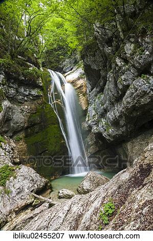 "Slap Mostnica waterfall, Triglav National Park, Slovenia, Europe" View Large Photo Image Stock Photo - "Slap Mostnica waterfall, Triglav National Park, Slovenia, Europe". Fotosearch